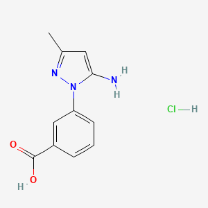 molecular formula C11H12ClN3O2 B570763 3-(5-amino-3-methyl-1H-pyrazol-1-yl)benzoic acid hydrochloride CAS No. 1620390-43-3