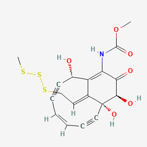 molecular formula C18H17NO6S3 B570794 methyl N-[(1R,4Z,8S,12S,13E)-1,8,12-trihydroxy-13-[2-(methyltrisulfanyl)ethylidene]-11-oxo-10-bicyclo[7.3.1]trideca-4,9-dien-2,6-diynyl]carbamate CAS No. 122951-93-3
