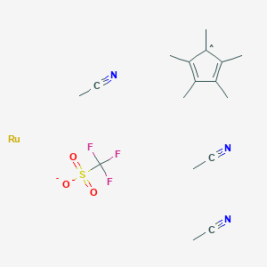 molecular formula C17H24F3N3O3RuS- B570800 Tris(acetonitrile)pentamethylcyclopentadienylruthenium (II) trifluoromethanesulfonate CAS No. 113860-02-9