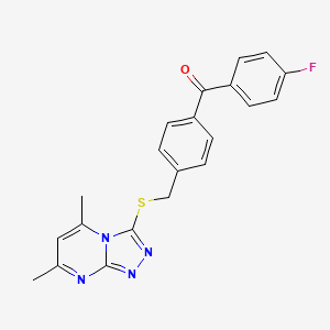 molecular formula C21H17FN4OS B5708100 3-({[4-(4-FLUOROBENZOYL)PHENYL]METHYL}SULFANYL)-5,7-DIMETHYL-[1,2,4]TRIAZOLO[4,3-A]PYRIMIDINE 