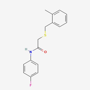 molecular formula C16H16FNOS B5708386 N-(4-fluorophenyl)-2-[(2-methylphenyl)methylsulfanyl]acetamide 