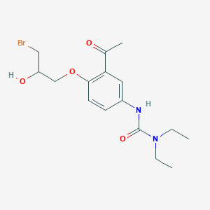 molecular formula C16H23BrN2O4 B057084 3-[3-Acetyl-4-(3-bromo-2-hydroxypropoxy)phenyl]-1,1-diethylurea CAS No. 85045-98-3