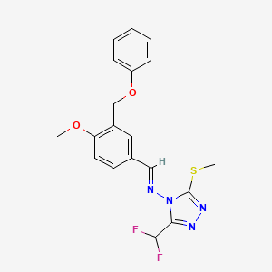 molecular formula C19H18F2N4O2S B5708538 N-[3-(DIFLUOROMETHYL)-5-(METHYLSULFANYL)-4H-1,2,4-TRIAZOL-4-YL]-N-{(E)-1-[4-METHOXY-3-(PHENOXYMETHYL)PHENYL]METHYLIDENE}AMINE 