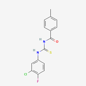 molecular formula C15H12ClFN2OS B5708549 N-[(3-chloro-4-fluorophenyl)carbamothioyl]-4-methylbenzamide 