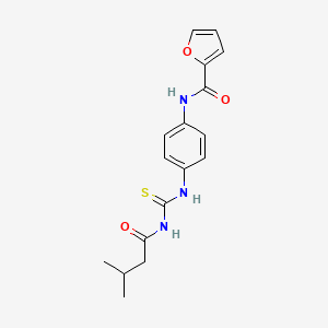 molecular formula C17H19N3O3S B5708697 N-(4-{[(3-methylbutanoyl)carbamothioyl]amino}phenyl)furan-2-carboxamide 