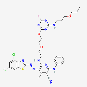 2-[6-Anilino-5-cyano-2-[2-[2-[4-fluoro-6-(3-propoxypropylamino)-1,3,5-triazin-2-yloxy]ethoxy]ethylamino]-4-methyl-3-pyridylazo]-4,6-dichlorobenzothiazole