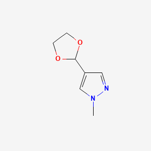 molecular formula C7H10N2O2 B570919 4-(1,3-Dioxolan-2-yl)-1-methyl-1H-pyrazole CAS No. 112705-50-7