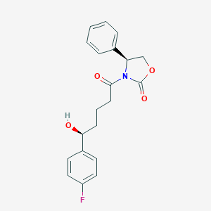 molecular formula C20H20FNO4 B057094 (4S)-3-[(5S)-5-(4-Fluorophenyl)-5-hydroxypentanoyl]-4-phenyl-1,3-oxazolidin-2-one CAS No. 189028-95-3