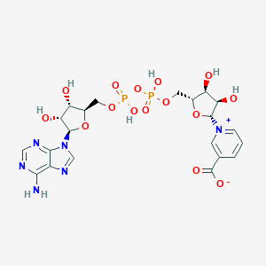 1-((2R,3R,4S,5R)-5-((((((((2R,3S,4R,5R)-5-(6-Amino-9H-purin-9-yl)-3,4-dihydroxytetrahydrofuran-2-yl)methoxy)(hydroxy)phosphoryl)oxy)(hydroxy)phosphoryl)oxy)methyl)-3,4-dihydroxytetrahydrofuran-2-yl)pyridin-1-ium-3-carboxylate