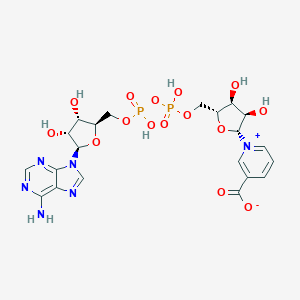 molecular formula C₂₁H₂₆N₆O₁₅P₂ B057095 1-[(2R,3R,4S,5R)-5-[[[[(2R,3S,4R,5R)-5-(6-aminopurin-9-yl)-3,4-dihydroxyoxolan-2-yl]methoxy-hydroxyphosphoryl]oxy-hydroxyphosphoryl]oxymethyl]-3,4-dihydroxyoxolan-2-yl]pyridin-1-ium-3-carboxylate CAS No. 6450-77-7