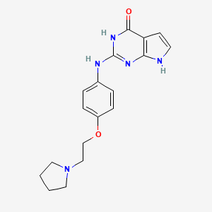 molecular formula C18H21N5O2 B570982 2-((4-(2-(Pyrrolidin-1-yl)ethoxy)phenyl)amino)-3H-pyrrolo[2,3-d]pyrimidin-4(7H)-one CAS No. 1142945-82-1
