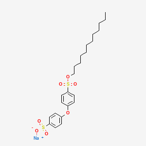 molecular formula C24H33NaO7S2 B571011 Benzene, 1,1'-oxybis-, tetrapropylene derivs., sulfonated, sodium salts CAS No. 119345-04-9