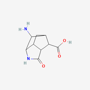 molecular formula C9H12N2O3 B571045 2-Amino-5-oxo-4-azatricyclo[4.2.1.03,7]nonane-9-carboxylic acid CAS No. 117886-07-4