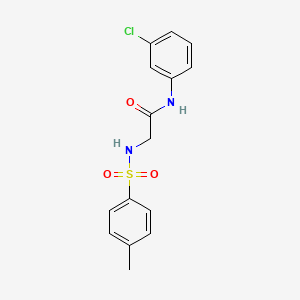 molecular formula C15H15ClN2O3S B5710483 N-(3-chlorophenyl)-2-[(4-methylphenyl)sulfonylamino]acetamide 