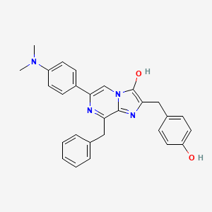 molecular formula C28H26N4O2 B571069 Imidazo[1,2-a]pyrazin-3(7h)-one,6-[4-(dimethylamino)phenyl]-2-[(4-hydroxyphenyl)methyl]-8-(phenylmethyl)- CAS No. 124469-80-3