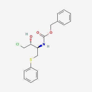 molecular formula C18H20ClNO3S B571104 (2R,3R)-1-Chloro-2-hydroxy-3-[(benzyloxycarbonyl)amino]-4-(phenylthio)butane CAS No. 194086-27-6