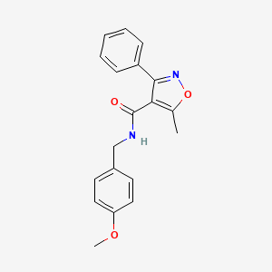 molecular formula C19H18N2O3 B5711606 N-[(4-methoxyphenyl)methyl]-5-methyl-3-phenyl-1,2-oxazole-4-carboxamide 
