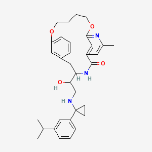 molecular formula C33H41N3O4 B571166 4-[1-hydroxy-2-[[1-(3-propan-2-ylphenyl)cyclopropyl]amino]ethyl]-19-methyl-11,16-dioxa-3,18-diazatricyclo[15.3.1.16,10]docosa-1(21),6(22),7,9,17,19-hexaen-2-one CAS No. 943925-09-5