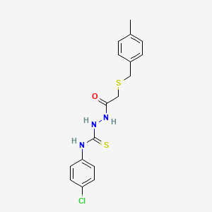 molecular formula C17H18ClN3OS2 B5712017 N-(4-chlorophenyl)-2-{[(4-methylbenzyl)thio]acetyl}hydrazinecarbothioamide 