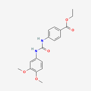 molecular formula C18H20N2O5 B5712595 ETHYL 4-{[(3,4-DIMETHOXYANILINO)CARBONYL]AMINO}BENZOATE 