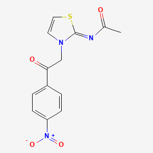 molecular formula C13H11N3O4S B5713362 Acetamide, N-[3-[2-(4-nitrophenyl)-2-oxoethyl]-2(3H)-thiazolylidene]- CAS No. 62284-56-4