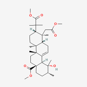 molecular formula C33H52O7 B571355 methyl (1S,2S,4aS,4bR,6aS,9R,10R,10aR,12aS)-10-hydroxy-2-(1-methoxy-2-methyl-1-oxopropan-2-yl)-1-(2-methoxy-2-oxoethyl)-1,4a,4b,9,10-pentamethyl-3,4,5,6,7,8,9,10a,12,12a-decahydro-2H-chrysene-6a-carboxylate CAS No. 114175-98-3