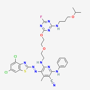 2-[6-Anilino-5-cyano-2-[2-[2-[4-fluoro-6-(3-isopropoxypropylamino)-1,3,5-triazin-2-yloxy]ethoxy]ethylamino]-4-methyl-3-pyridylazo]-4,6-dichlorobenzothiazole