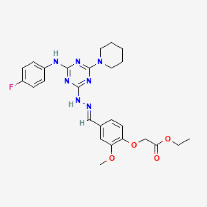 molecular formula C26H30FN7O4 B5714004 ethyl 2-[4-[(E)-[[4-(4-fluoroanilino)-6-piperidin-1-yl-1,3,5-triazin-2-yl]hydrazinylidene]methyl]-2-methoxyphenoxy]acetate 