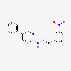 molecular formula C18H15N5O2 B5714017 N-[(E)-1-(3-nitrophenyl)ethylideneamino]-5-phenylpyrimidin-2-amine 