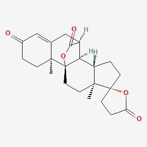 molecular formula C23H28O5 B571480 (1R,4S,5R,8S,9R,10S,17S)-4,17-Dimethylspiro[18-oxapentacyclo[8.7.2.01,9.04,8.012,17]nonadec-12-ene-5,5'-oxolane]-2',14,19-trione CAS No. 209253-67-8