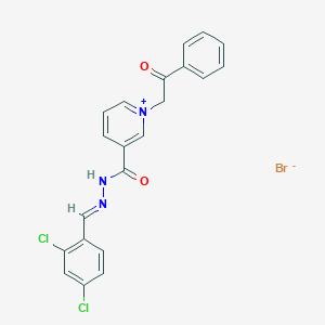 molecular formula C21H16BrCl2N3O2 B5715222 N-[(E)-(2,4-dichlorophenyl)methylideneamino]-1-phenacylpyridin-1-ium-3-carboxamide;bromide 