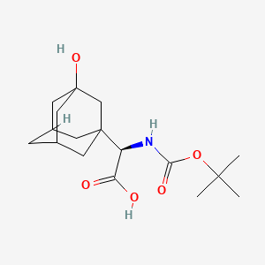 molecular formula C17H27NO5 B571552 (2R)-2-((tert-Butoxycarbonyl)amino)-2-(3-hydroxyadamantan-1-yl)acetic acid CAS No. 1334321-39-9