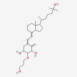 molecular formula C30H50O5 B571560 5-[2-[1-(6-Hydroxy-6-methylheptan-2-yl)-7a-methyl-2,3,3a,5,6,7-hexahydro-1H-inden-4-ylidene]ethylidene]-2-(3-hydroxypropoxy)-4-methylidenecyclohexane-1,3-diol CAS No. 861996-34-1