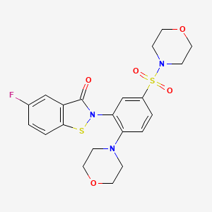 molecular formula C21H22FN3O5S2 B571563 5-fluoro-2-(2-morpholino-5-(morpholinosulfonyl)phenyl)benzo[d]isothiazol-3(2H)-one CAS No. 1632125-79-1