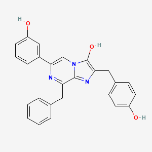 molecular formula C26H21N3O3 B571570 Imidazo[1,2-a]pyrazin-3(7h)-one,6-(3-hydroxyphenyl)-2-[(4-hydroxyphenyl)methyl]-8-(phenylmethyl)- CAS No. 123437-49-0