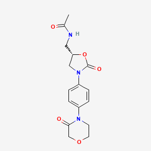 molecular formula C16H19N3O5 B571599 乙酰胺，N-[[(5S)-2-氧代-3-[4-(3-氧代-4-吗啉基)苯基]-5-恶唑烷基]甲基]- CAS No. 1429334-00-8