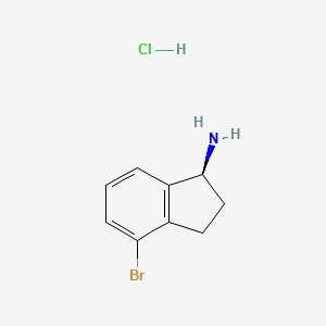 molecular formula C9H11BrClN B571622 (S)-4-Bromo-2,3-dihydro-1H-inden-1-amine hydrochloride CAS No. 1307873-37-5