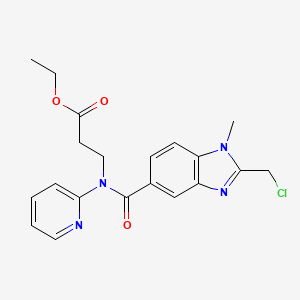 molecular formula C20H21ClN4O3 B571625 Ethyl 3-(2-(chloromethyl)-1-methyl-N-(pyridin-2-yl)-1H-benzo[d]imidazole-5-carboxamido)propanoate CAS No. 1307233-94-8