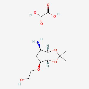 molecular formula C12H21NO8 B571649 2-(((3aR,4S,6R,6aS)-6-Amino-2,2-dimethyltetrahydro-3aH-cyclopenta[d][1,3]dioxol-4-yl)oxy)ethanol oxalate CAS No. 1402150-30-4