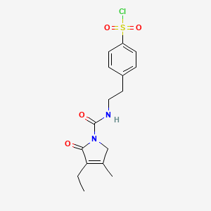 molecular formula C16H19ClN2O4S B571690 4-{2-[(3-Ethyl-4-methyl-2-oxo-2,5-dihydro-1H-pyrrole-1-carbonyl)amino]ethyl}benzene-1-sulfonyl chloride CAS No. 119043-16-2