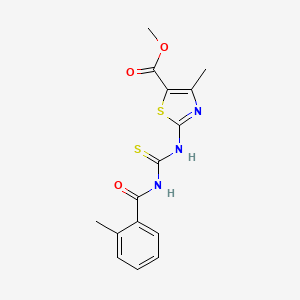 molecular formula C15H15N3O3S2 B5717246 Methyl 4-methyl-2-[(2-methylbenzoyl)carbamothioylamino]-1,3-thiazole-5-carboxylate 
