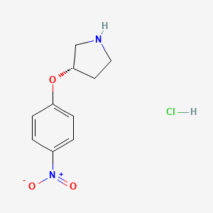 molecular formula C10H13ClN2O3 B571763 (S)-3-(4-Nitrophenoxy)pyrrolidine hydrochloride CAS No. 1286207-30-4