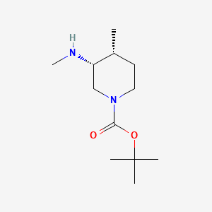 molecular formula C12H24N2O2 B571793 (3R,4R)-4-METHYL-3-METHYLAMINO-PIPERIDINE-1-CARBOXYLIC ACID TERT-BUTYL ESTER CAS No. 1312762-44-9