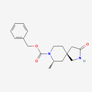 molecular formula C22H22FN3O4 B571802 2,8-Diazaspiro[4.5]decane-8-carboxylic acid, 7-methyl-3-oxo-, phenylmethyl ester, (5R,7S)-rel- CAS No. 1263284-47-4
