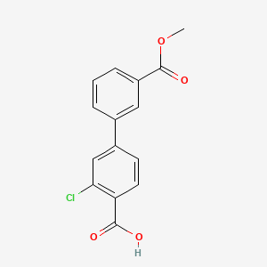 molecular formula C15H11ClO4 B571810 2-Chloro-4-(3-methoxycarbonylphenyl)benzoic acid CAS No. 1262004-76-1