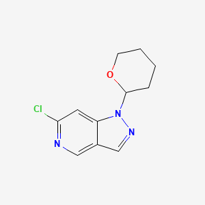 molecular formula C11H12ClN3O B571812 6-Chloro-1-(tetrahydro-2H-pyran-2-yl)-1H-pyrazolo[4,3-c]pyridine CAS No. 1353637-44-1
