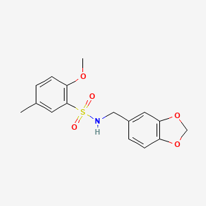 molecular formula C16H17NO5S B5718138 N-[(2H-1,3-benzodioxol-5-yl)methyl]-2-methoxy-5-methylbenzene-1-sulfonamide 