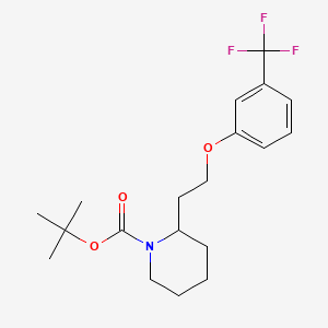 molecular formula C19H26F3NO3 B571822 叔丁基 2-(2-(3-(三氟甲基)苯氧基)乙基)哌啶-1-羧酸盐 CAS No. 1261940-28-6