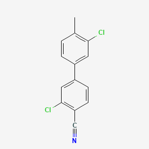 molecular formula C14H9Cl2N B571836 2-Chloro-4-(3-chloro-4-methylphenyl)benzonitrile CAS No. 1355248-19-9