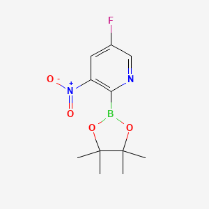 molecular formula C11H14BFN2O4 B571841 5-Fluoro-3-nitro-2-(4,4,5,5-tetramethyl-1,3,2-dioxaborolan-2-yl)pyridine CAS No. 1309982-34-0